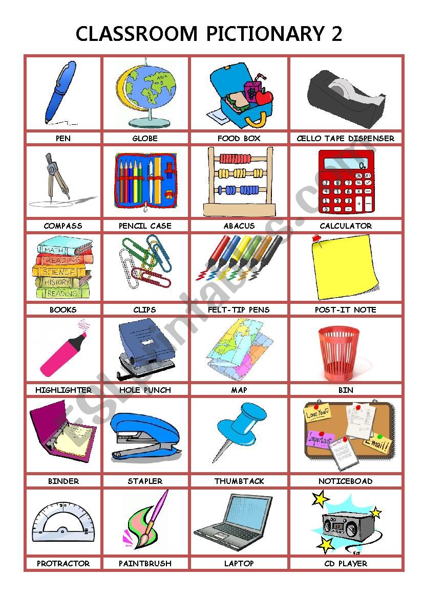 Classroom pictionary 2 worksheet