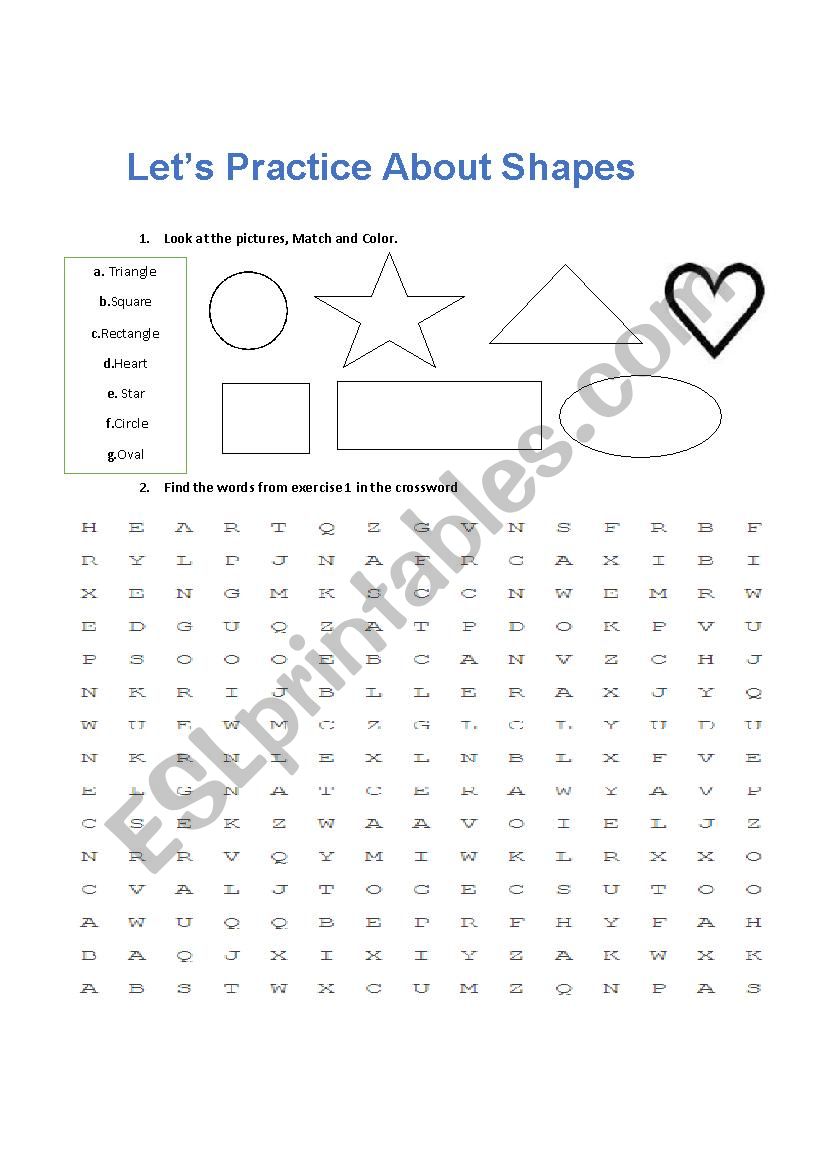 Shapes activity worksheet