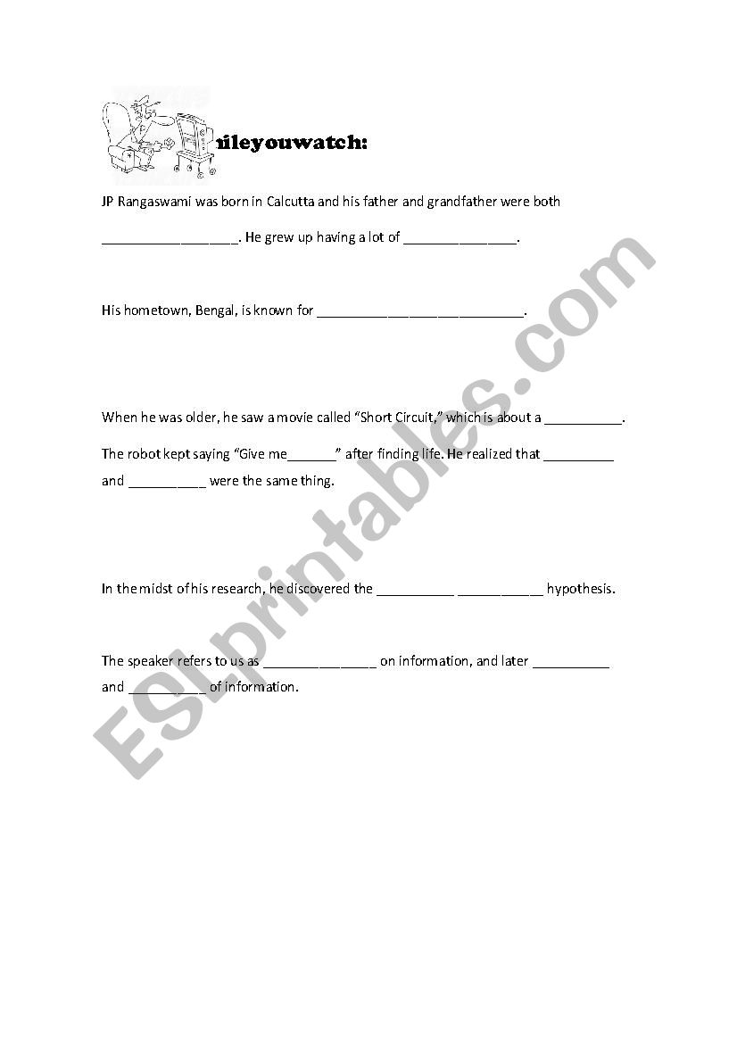 TEDx worksheet - Food is Information