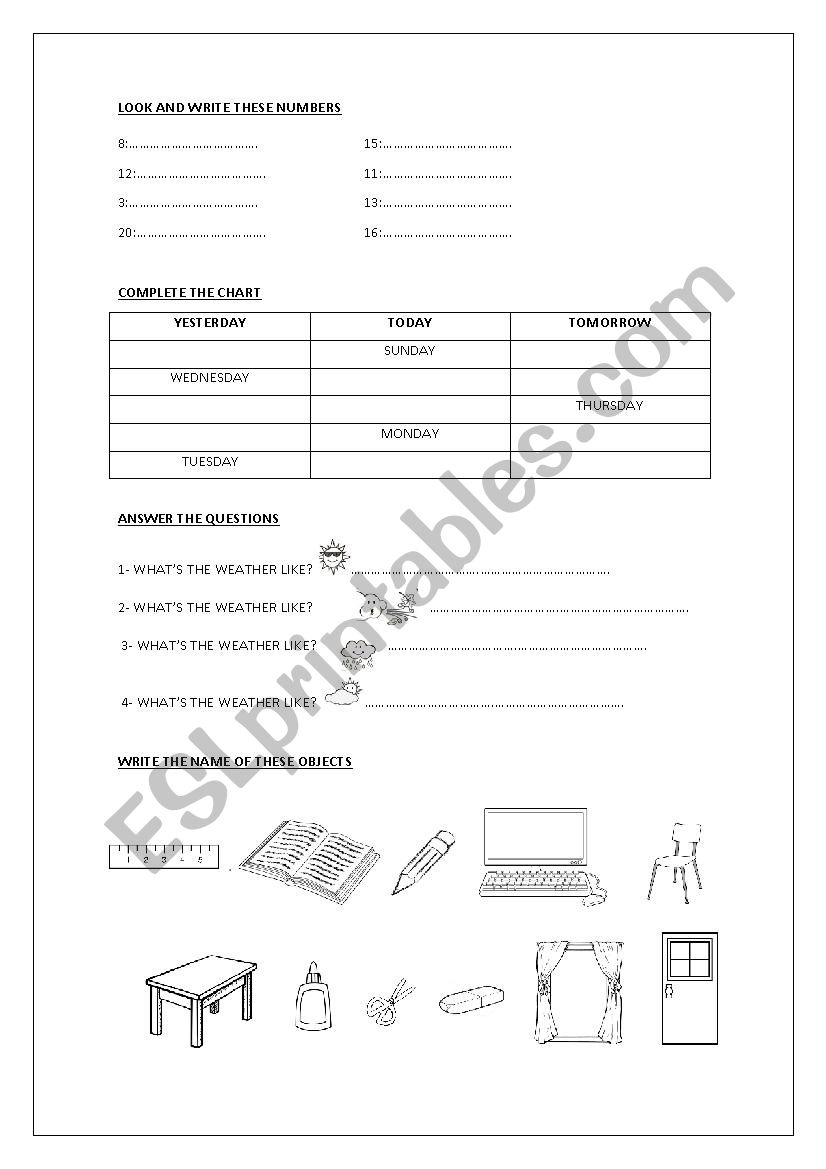 Revision Worksheet worksheet