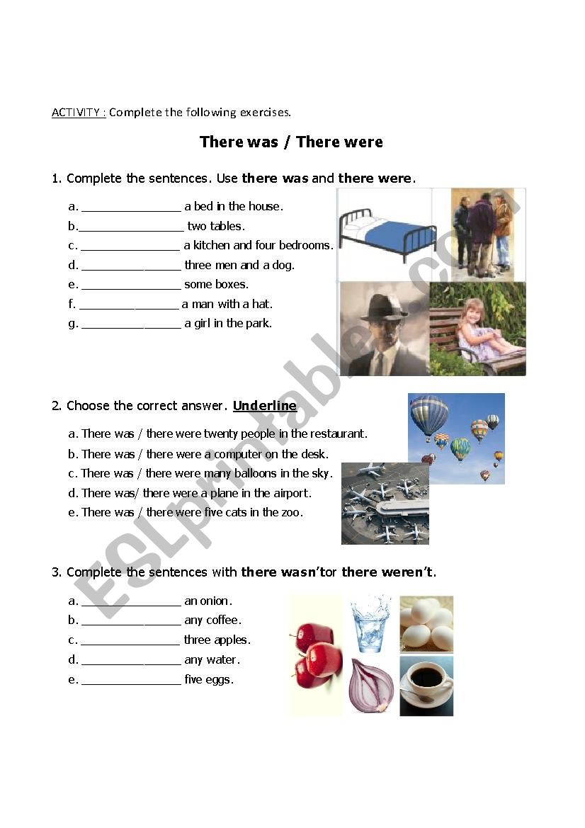 There was There were ESL worksheet by ilych.ns