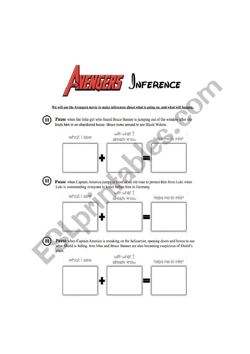 Avengers Inference worksheet