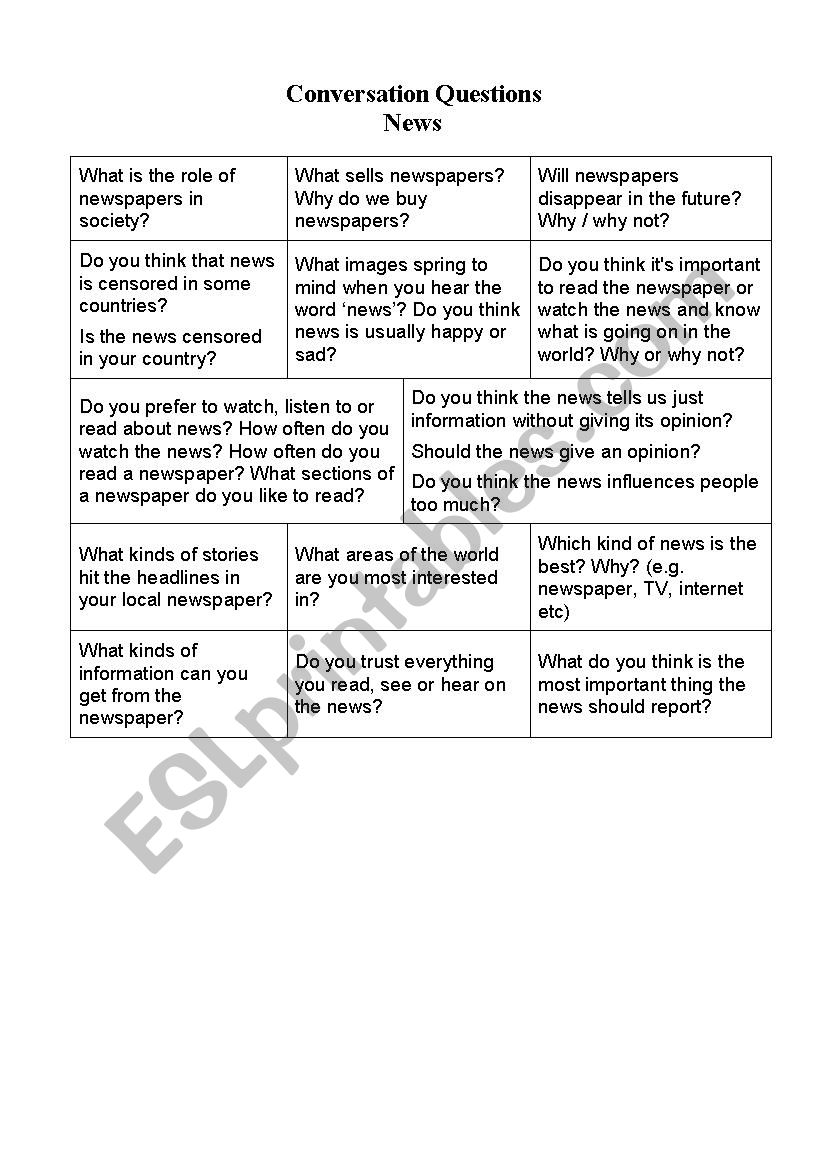 Conversation questions about news