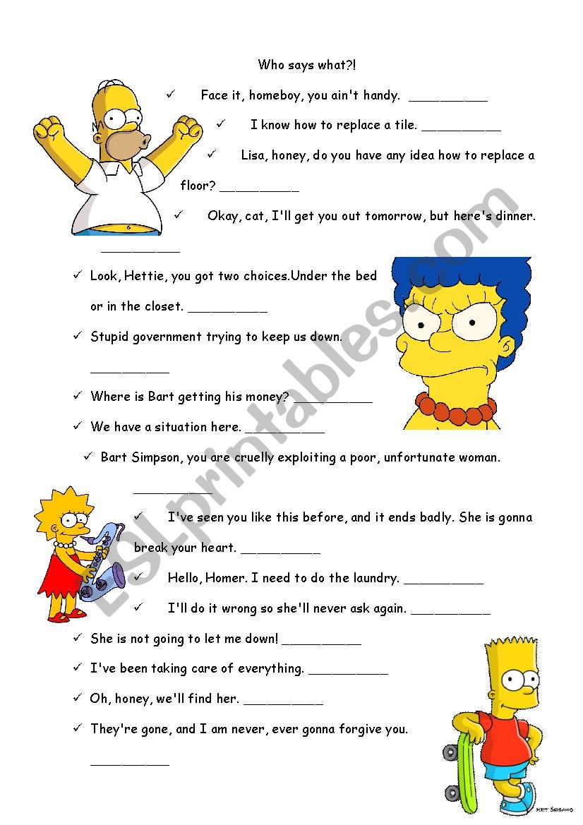 the simpsons season 27 e 14 worksheet