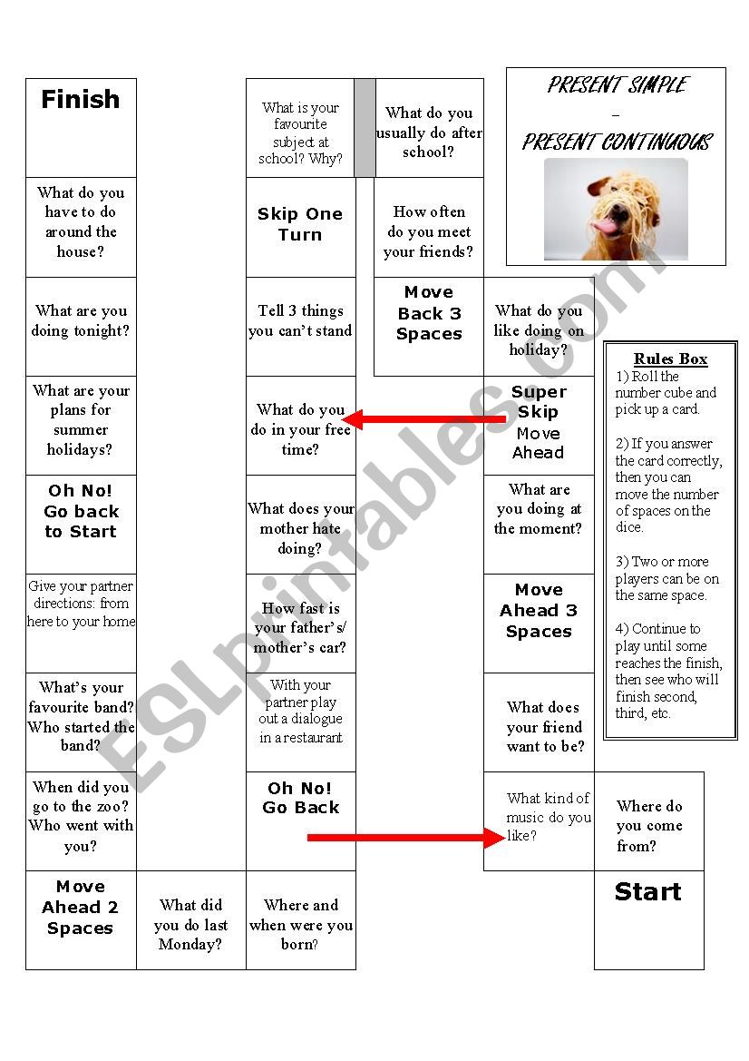 Elementary review board game worksheet