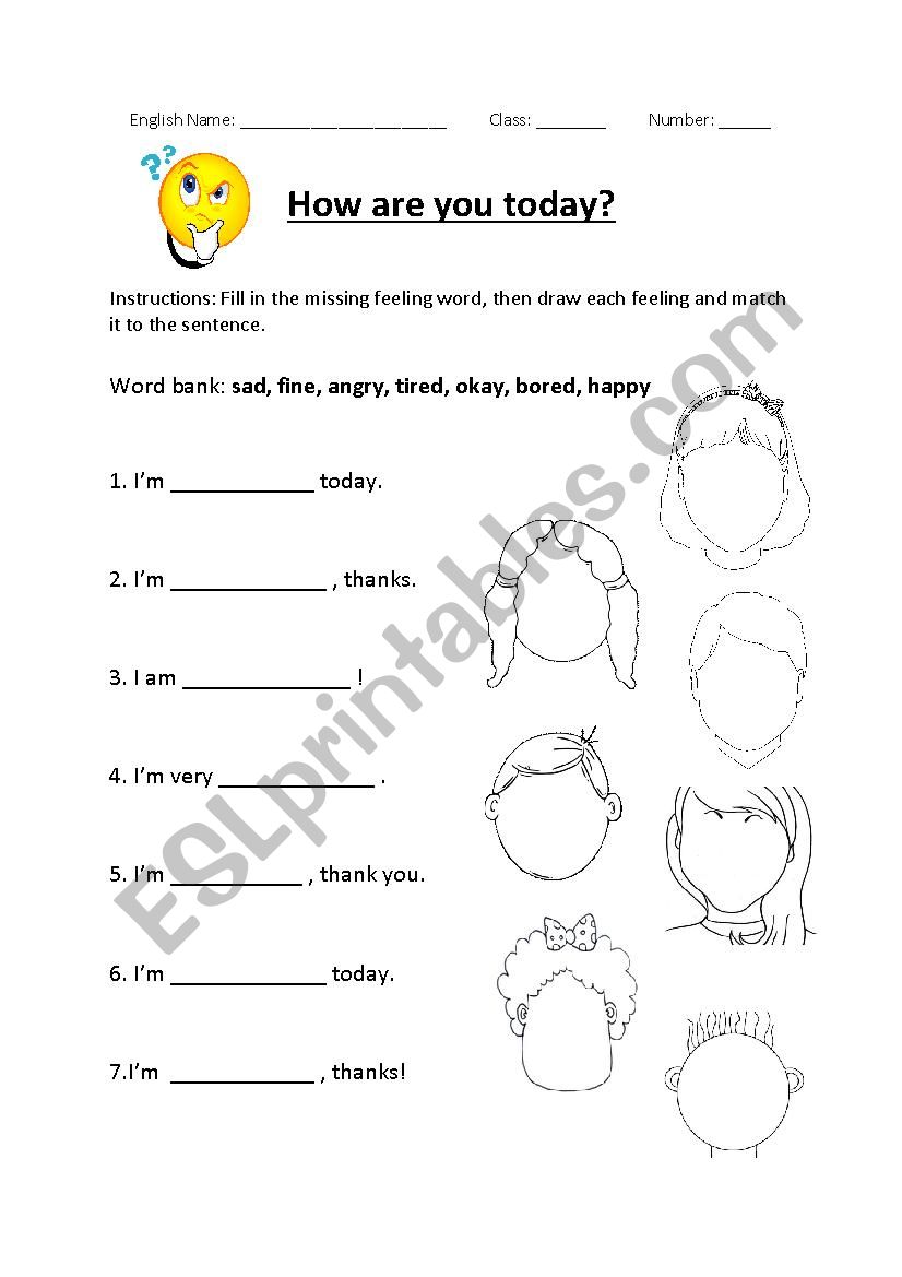 How are you? worksheet