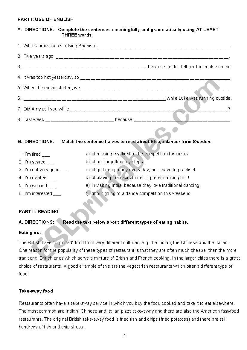 Comparatives worksheet