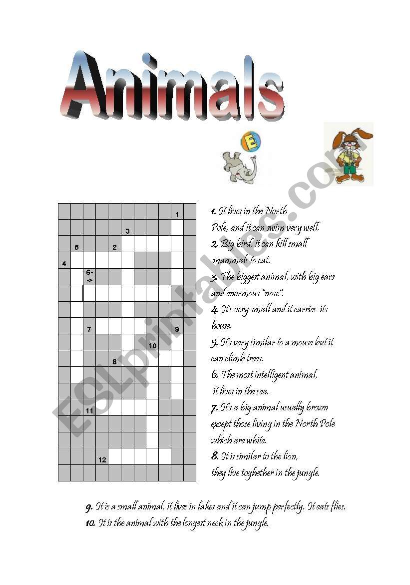 ANIMALS CROSSWORD worksheet