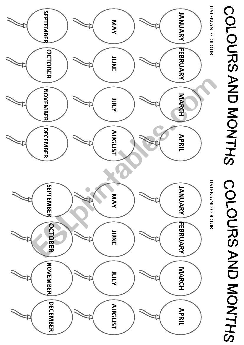 COLOURS AND MONTHS! worksheet