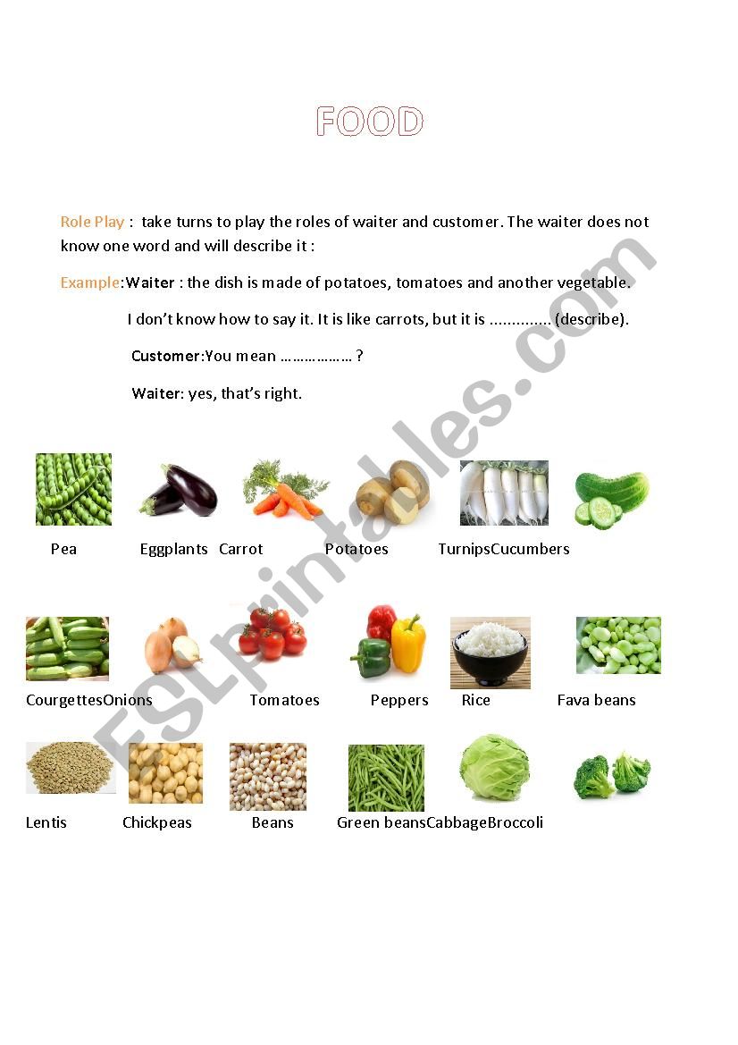 Food Role Play worksheet