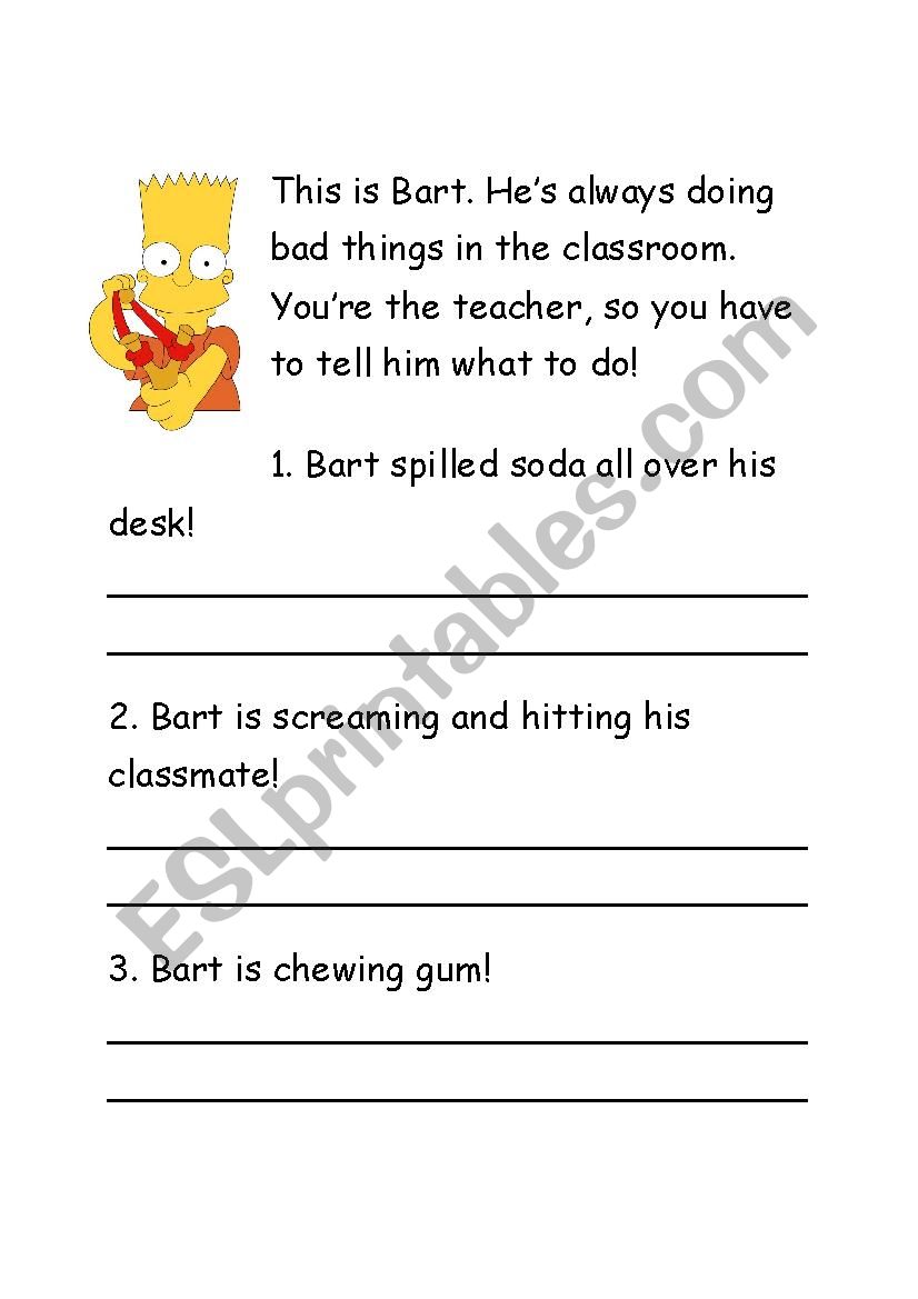 Bad Bart worksheet
