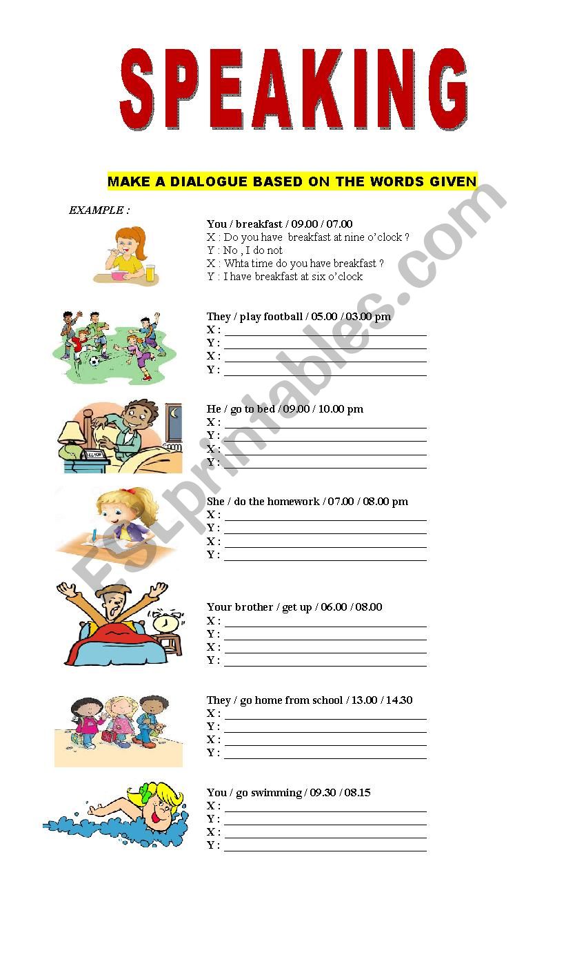 SPEAKING PART 1 worksheet