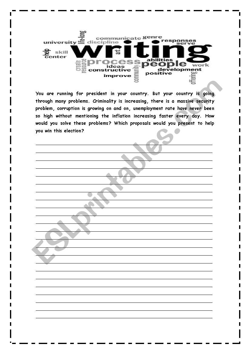 Writing Exercise - Elections worksheet