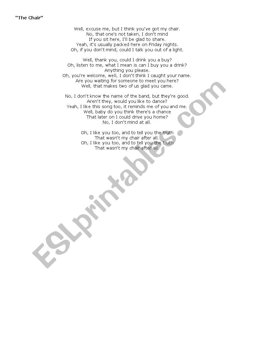 The Chair Song worksheet