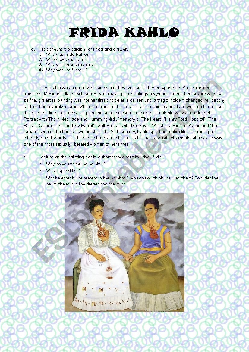 Frida Kahlo worksheet