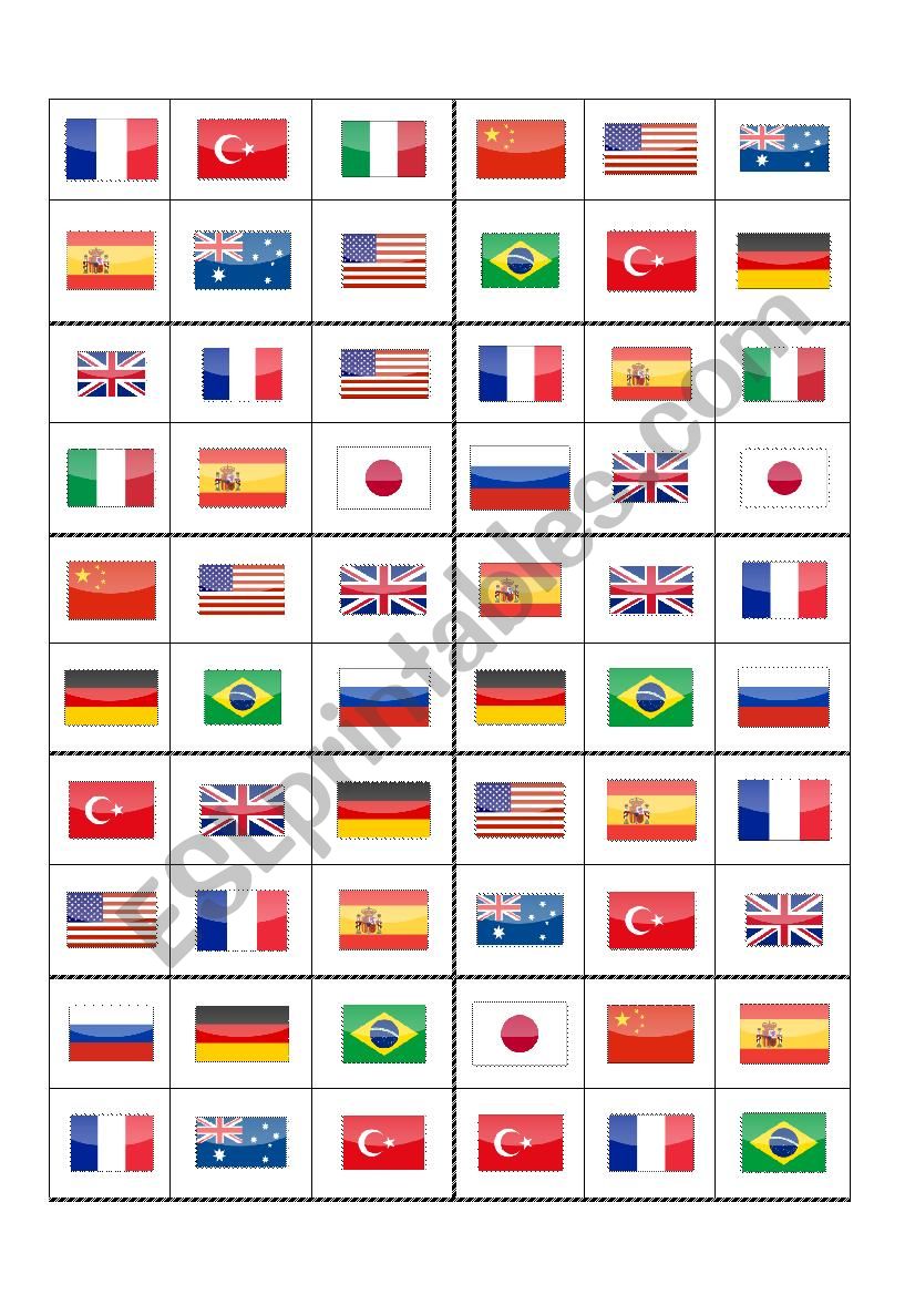 Bingo Game About Countries worksheet