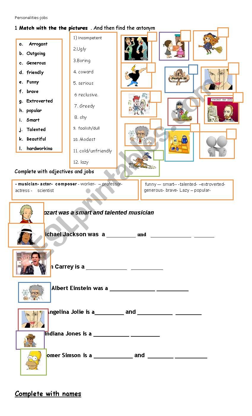 personalty and jobs worksheet