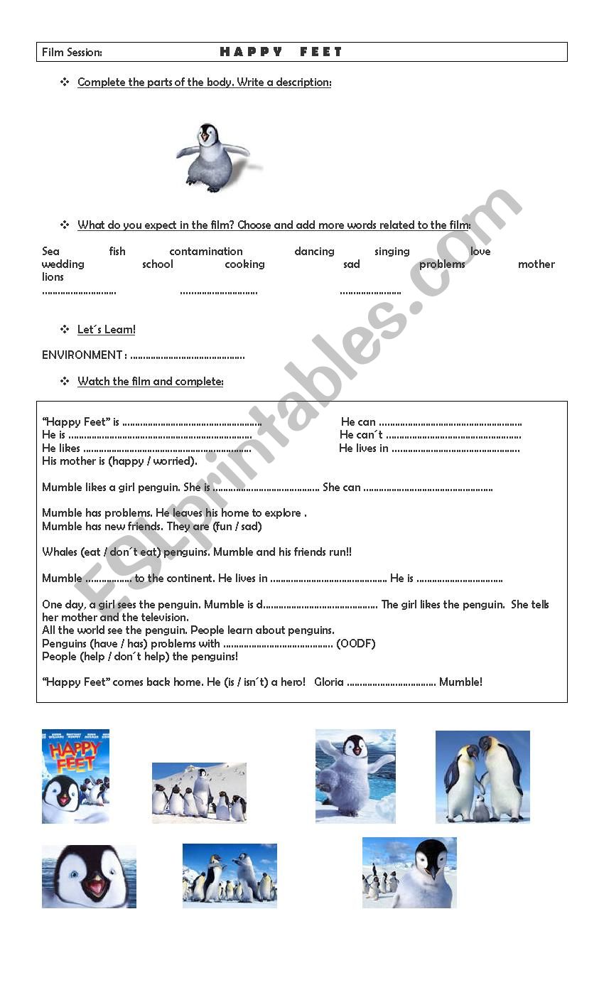 Activities for the film Happy Feet