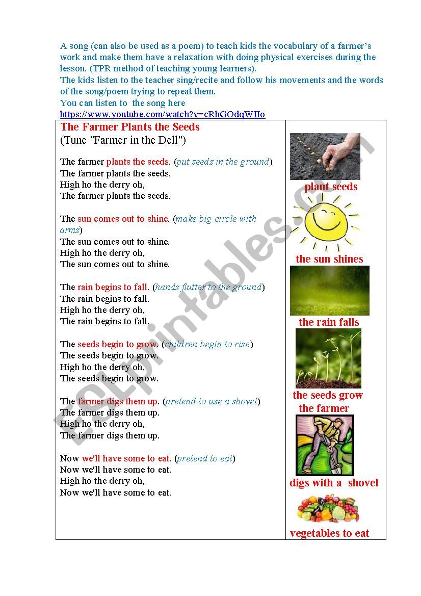 PLANT SEEDS (a song/poem) TPR method for young kids