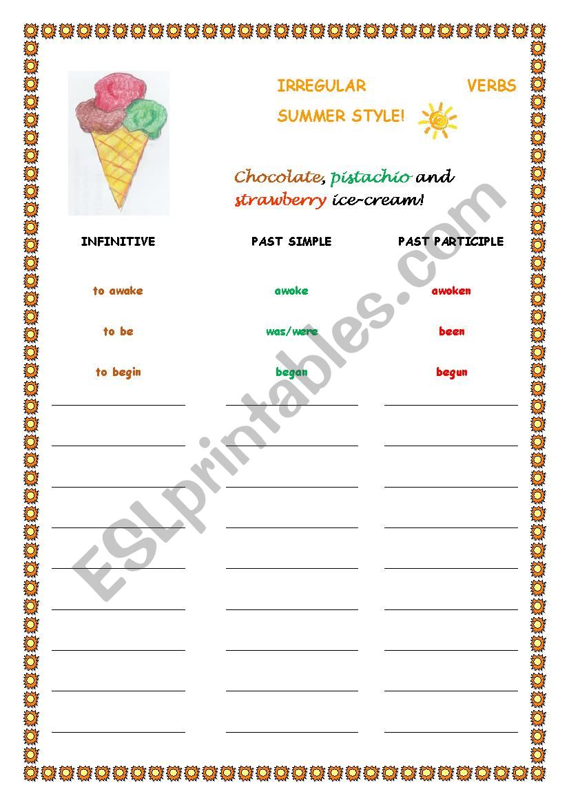 Irregular Verbs Summer Style! 3/3