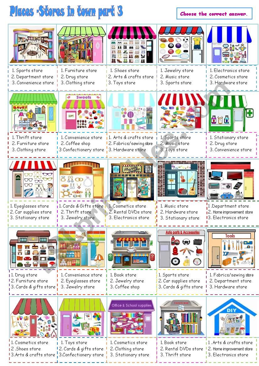 Places_Stores in town Part 3 worksheet