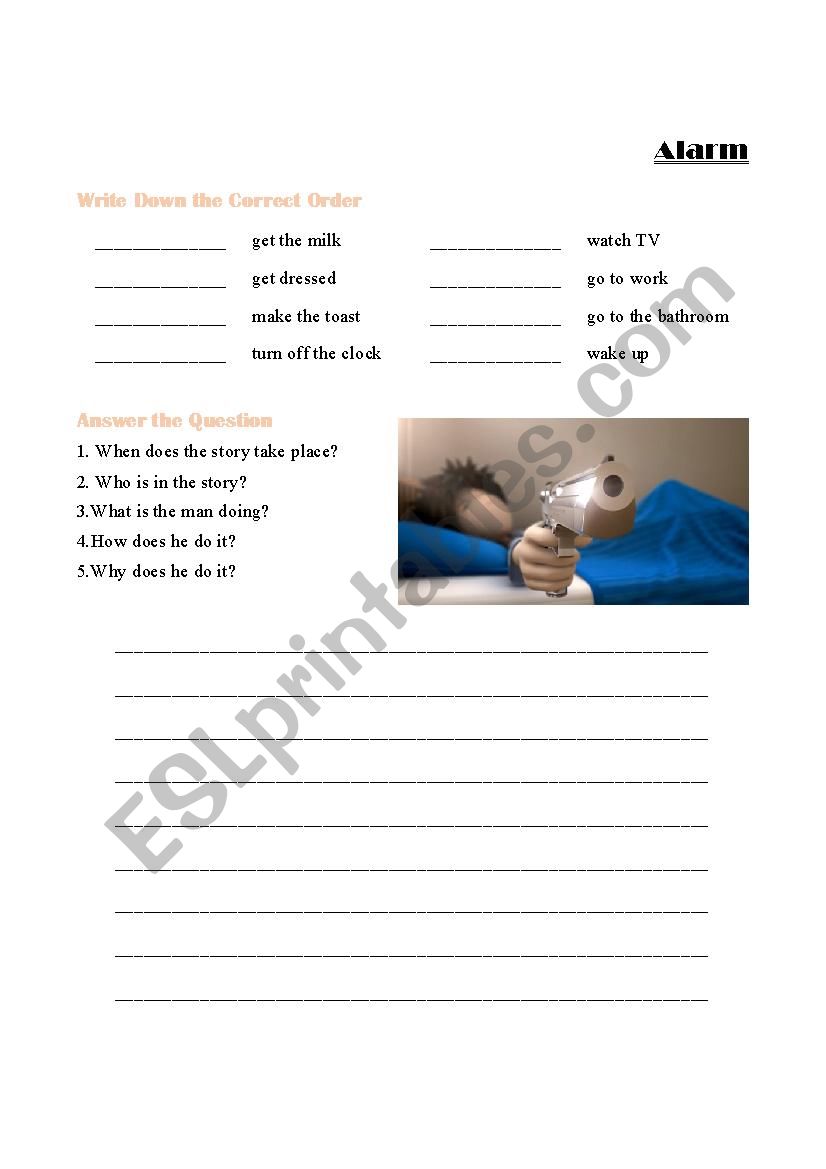 ALARM / HD Short Animation worksheet