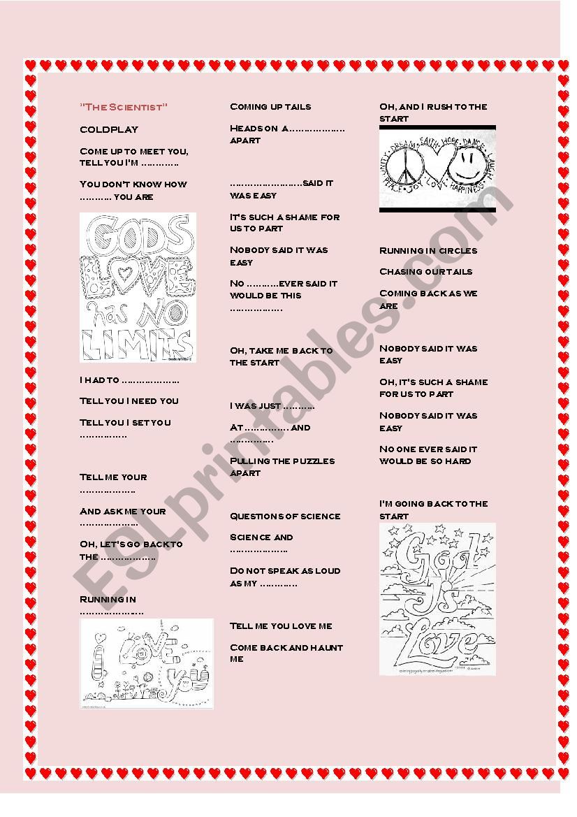 THE SCIENTIST - COLDPALAY worksheet