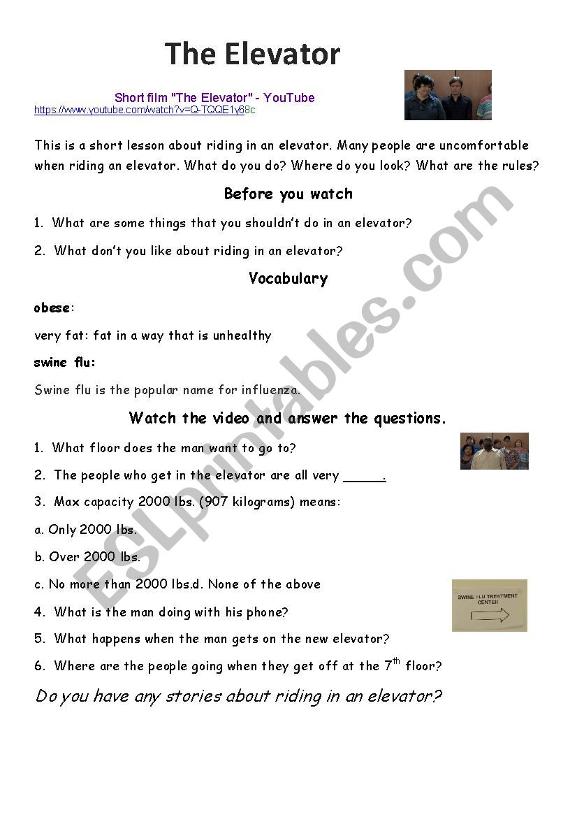 The Elevator worksheet
