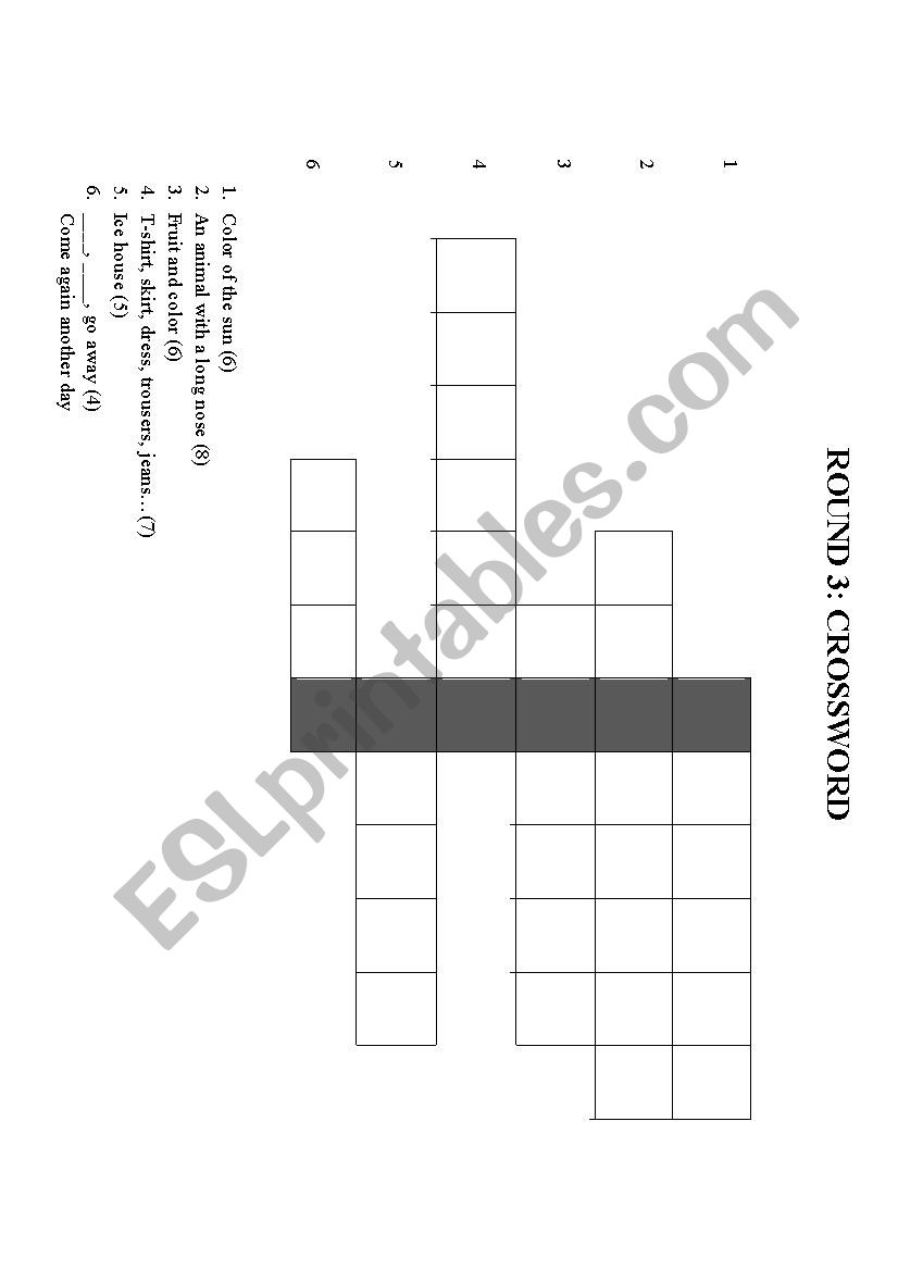 YERSIN -CROSSWORD worksheet