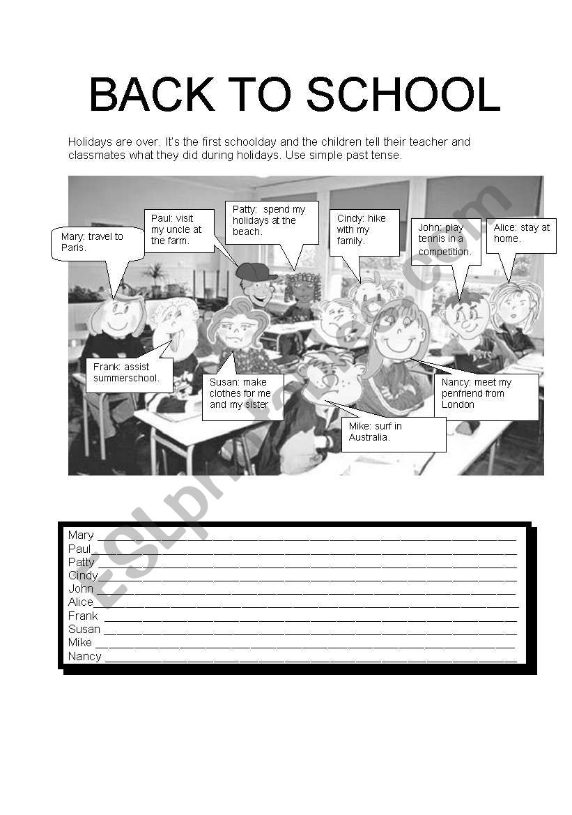 BACK TO SCHOOL worksheet