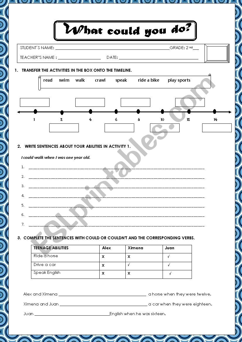 what could you do ...? worksheet