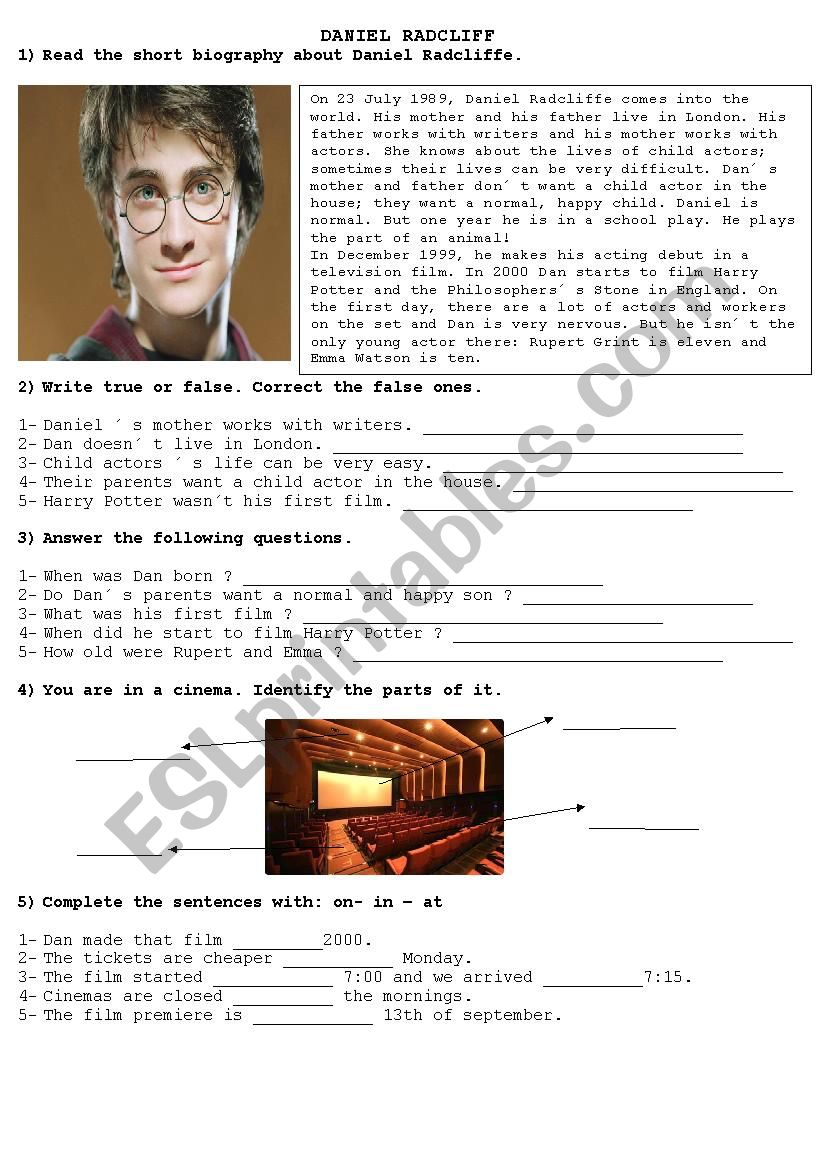 Daniel Radcliff worksheet