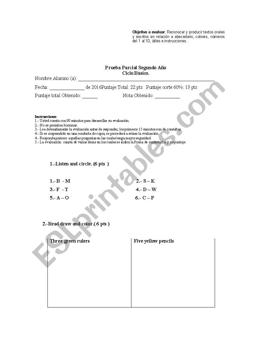 Test Bounce 2 unit 1 worksheet