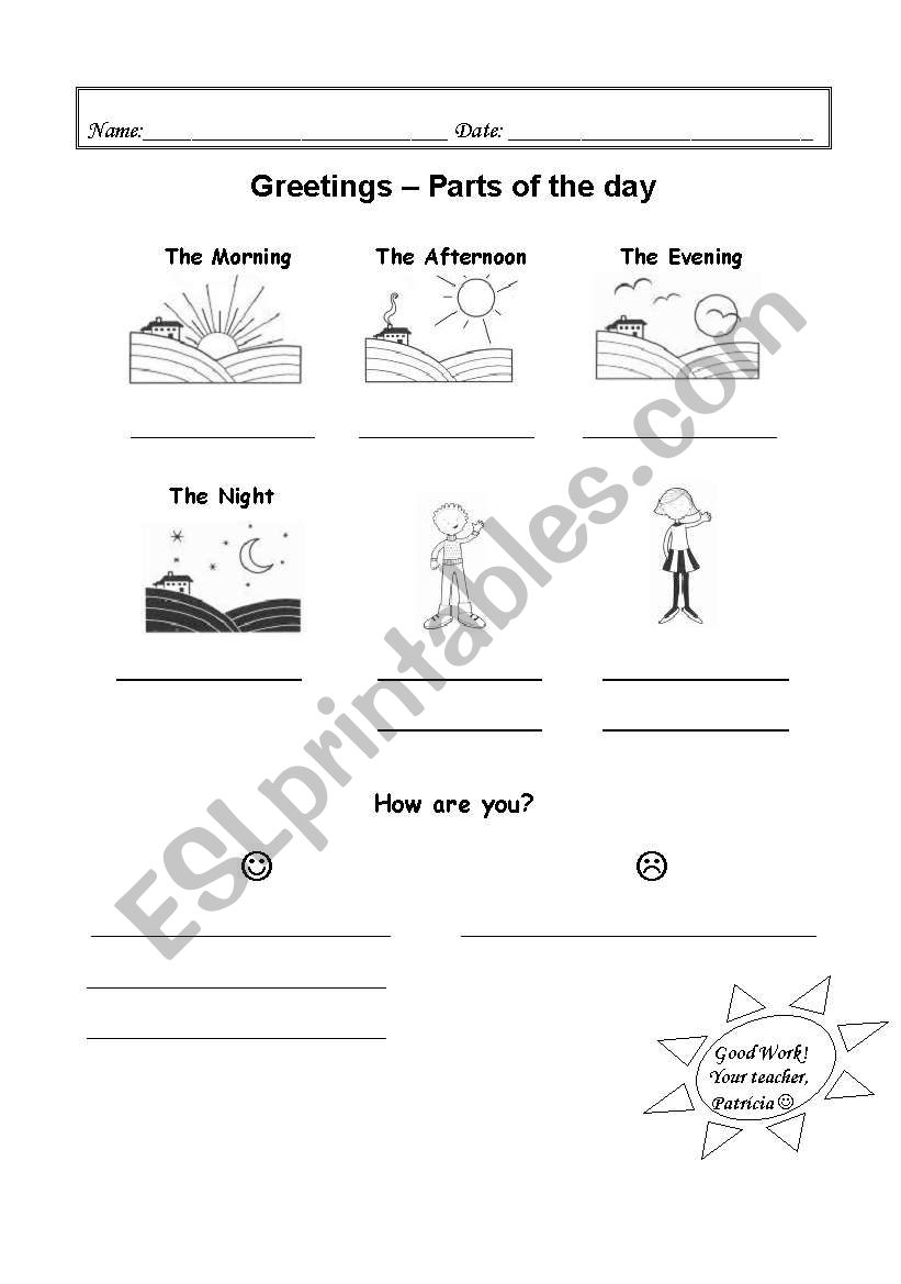 Greetings - Parts of the day worksheet