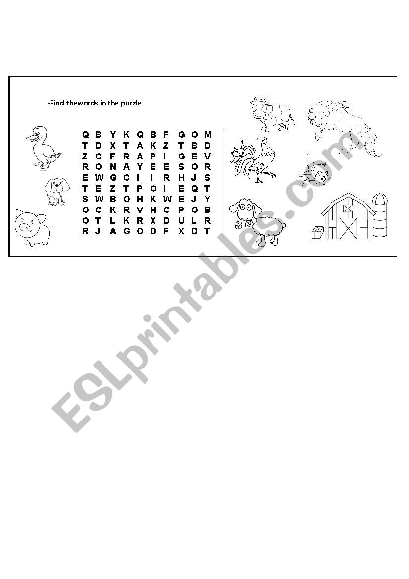 Find the words: Farm vocabulary