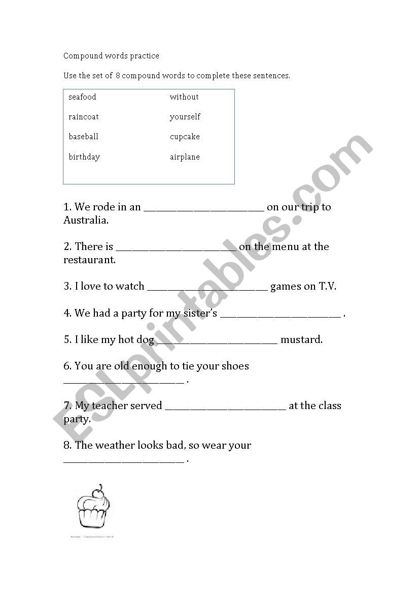 Compound word practice worksheet