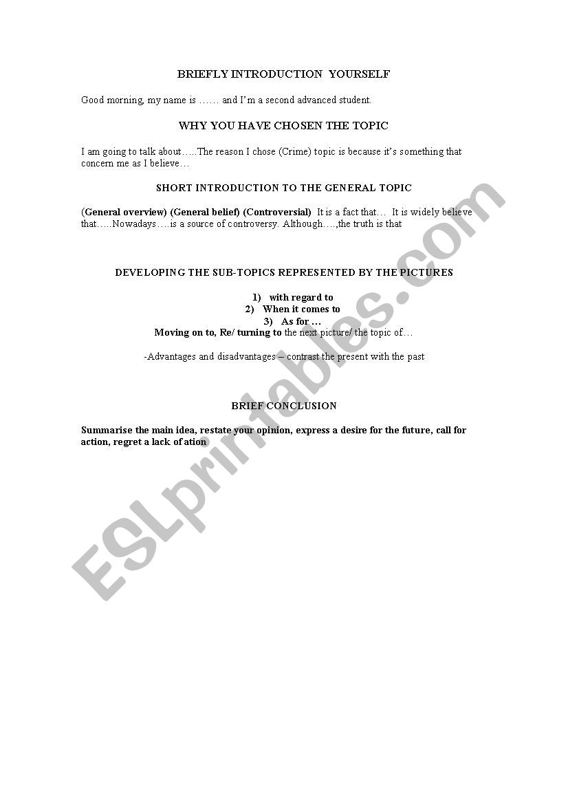 Oral exam template worksheet