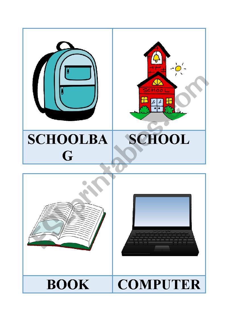 School/Classroom Flashcards worksheet