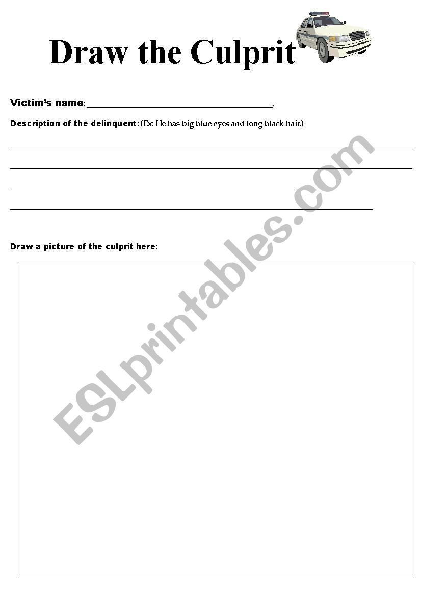 The Culprit worksheet