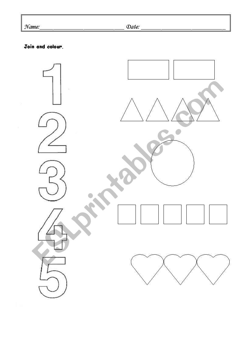 Numbers and shapes worksheet