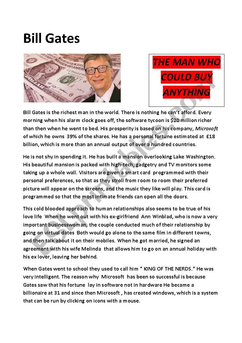 Bill Gates worksheet