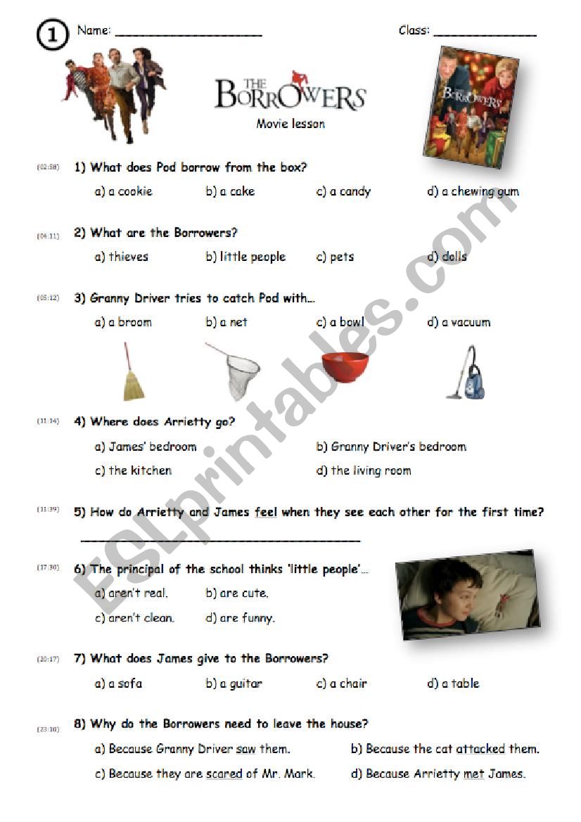 The Borrowers (2011) Movie Worksheet