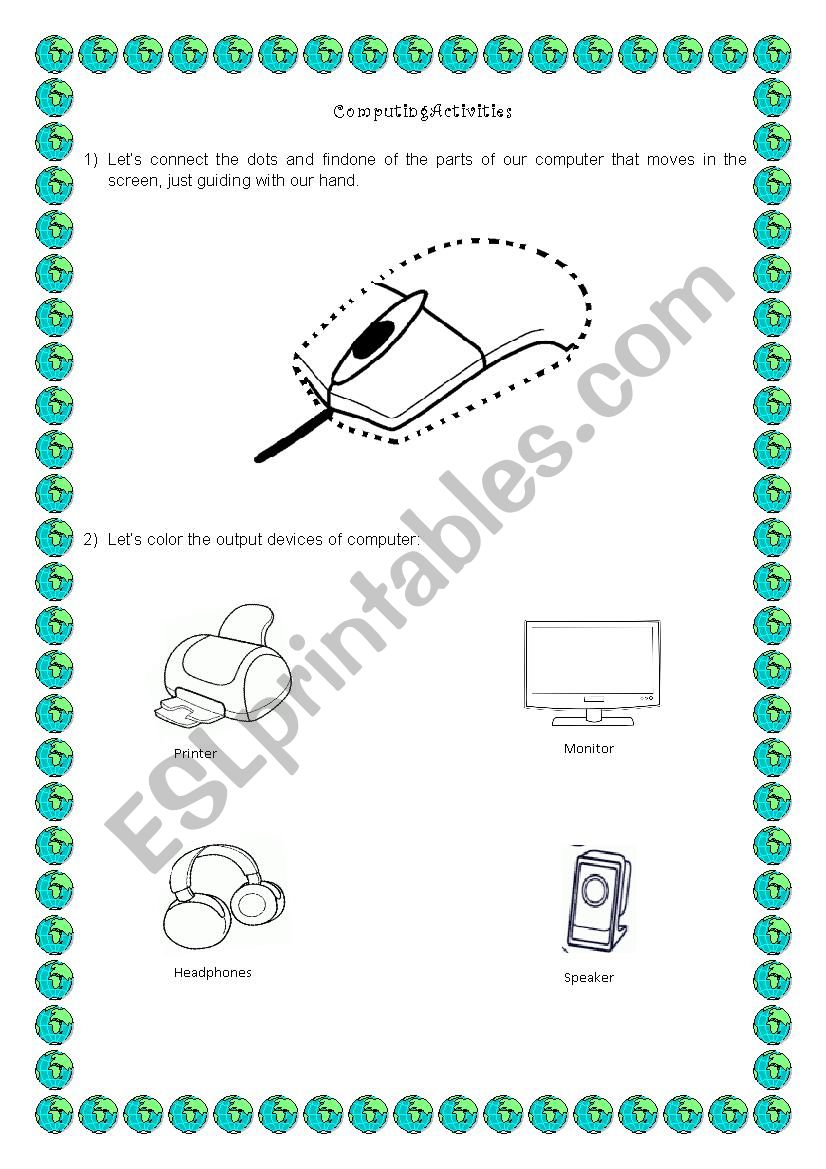 Output devices of computer and Connect the dots