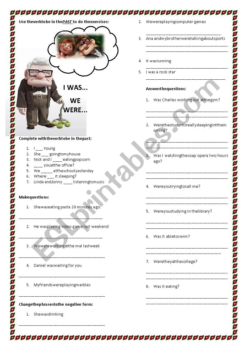 verb to be int the past worksheet