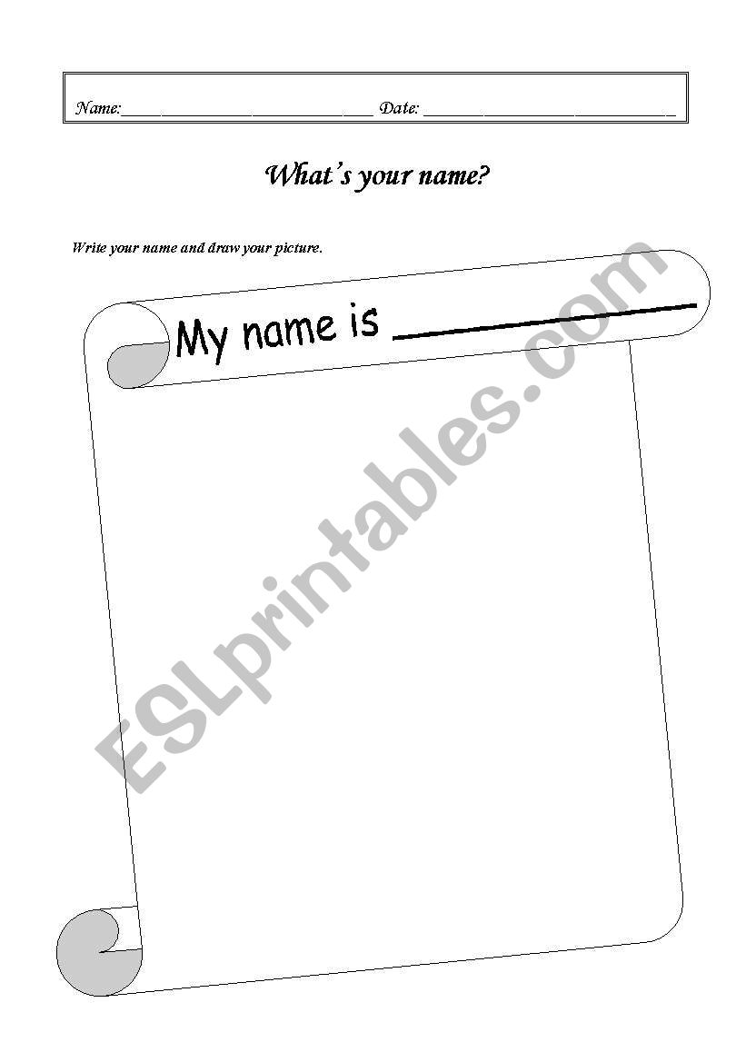 English worksheets My name is...