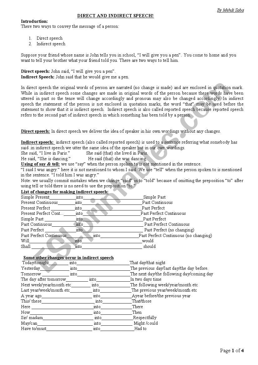 Grammar worksheet