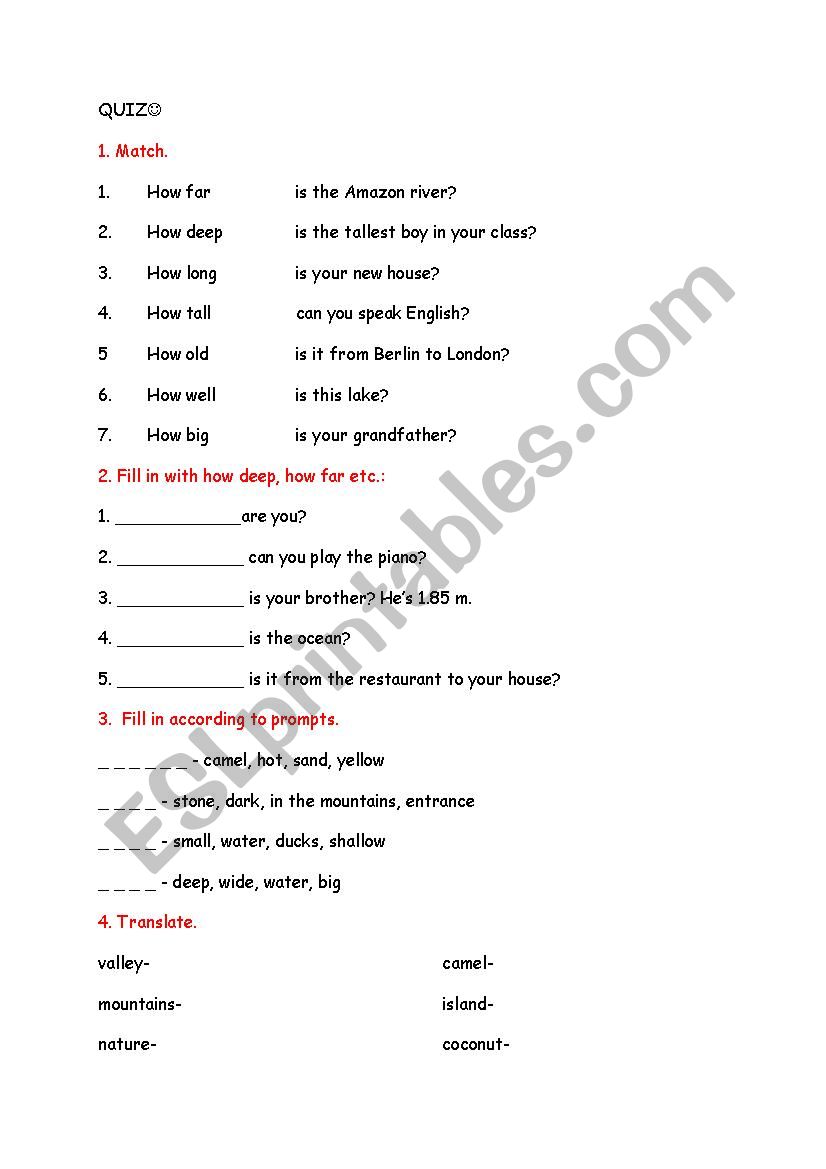 How long is the Amazon river? worksheet