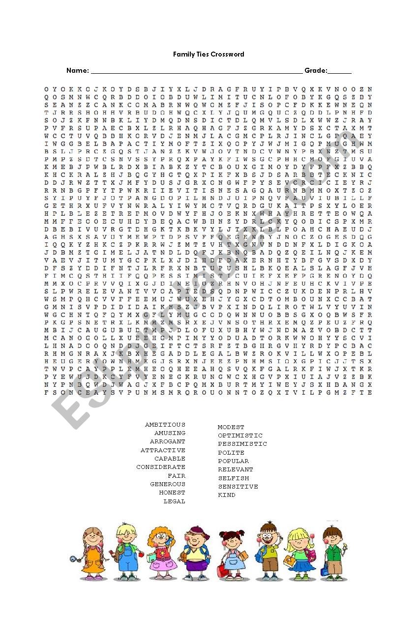 Describing People Wordsearch worksheet