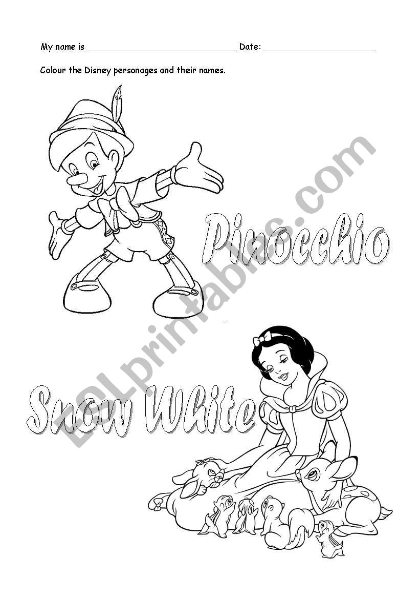Disney characters worksheet