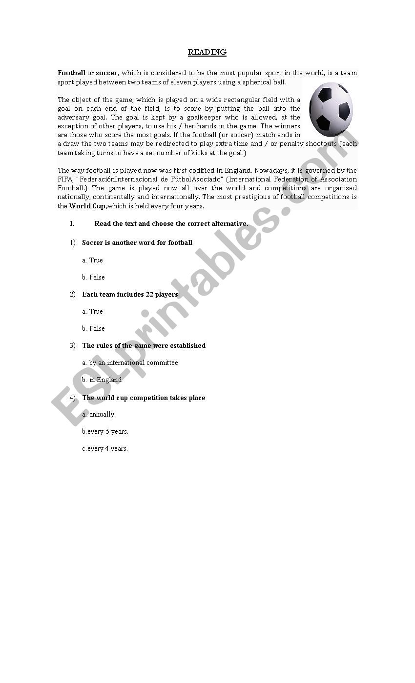 SPORTS worksheet